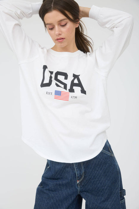 USA GRAPHIC RAGLAN LONG SLEEVE KNIT TOP