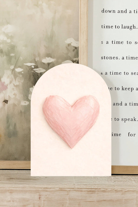 Soft Pink Heart, Arch | Handmade Wood Sign