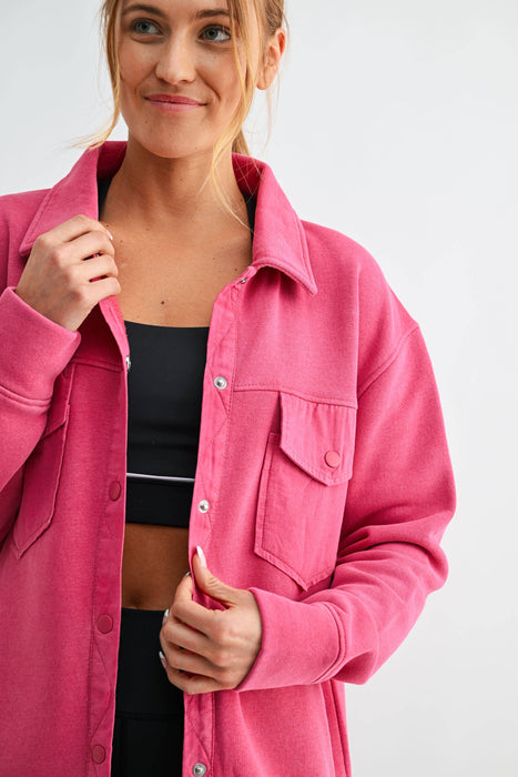 Snap-On Shacket Jacket for Women with Pockets