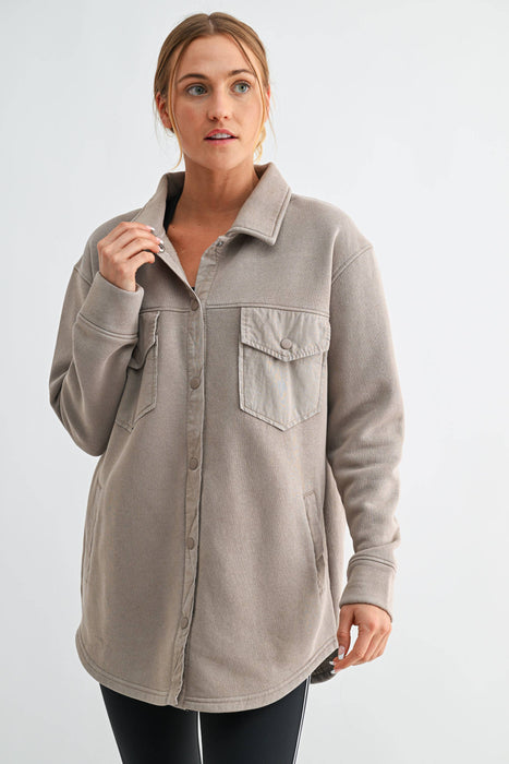 Snap-On Shacket Jacket for Women with Pockets