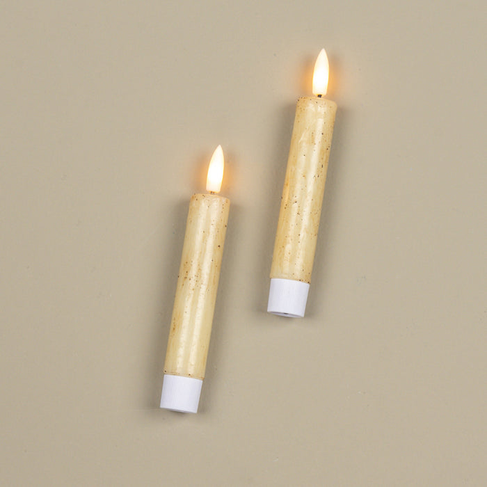 3D FLAME CREAM TAPER CANDLE 6 hour timer candle