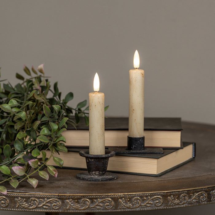 3D FLAME CREAM TAPER CANDLE 6 hour timer candle