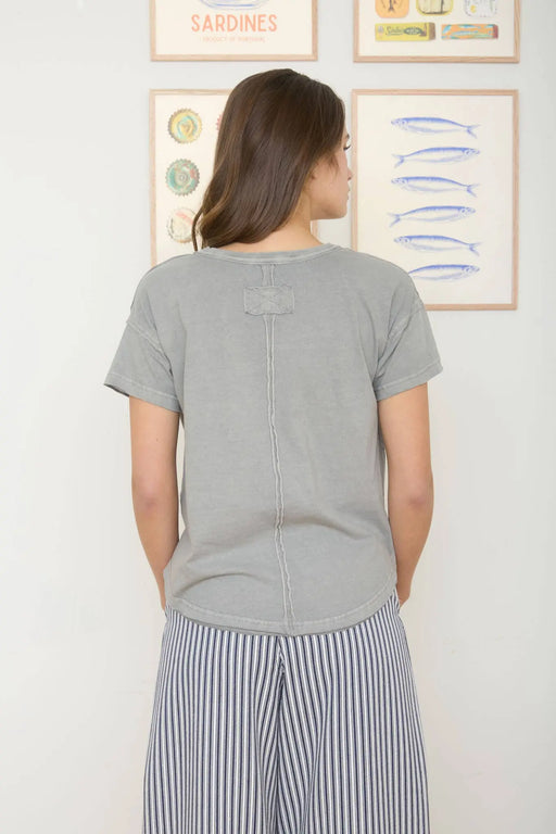 Exposed seam detail cotton t shirt everyday wear