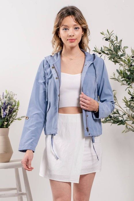 PLUS SNAP BUTTON ZIP UP HOODED JACKET