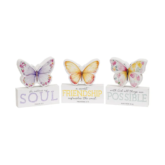 Bible Verse Butterfly & Block Sitters - 3 Options,  Sentimental Decor | Heartland Store MN