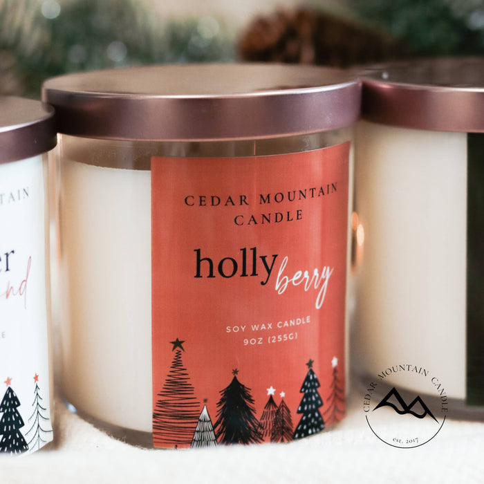 Holly Berry 9 oz Glass Jar Soy Candle