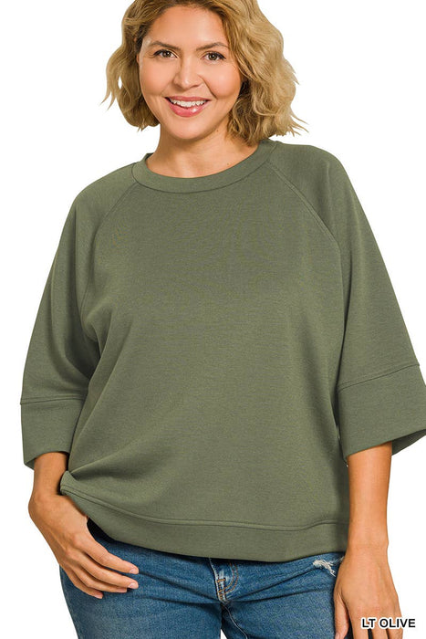 Plus Size 3/4 Sleeve Pullover Women's Shirt