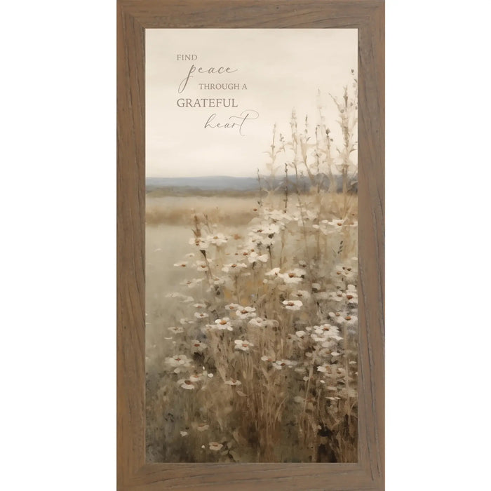 Find Peace Through A Grateful Heart Framed Art Sign