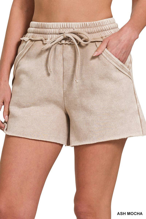 Acid Wash Drawstring Shorts with Pockets so soft