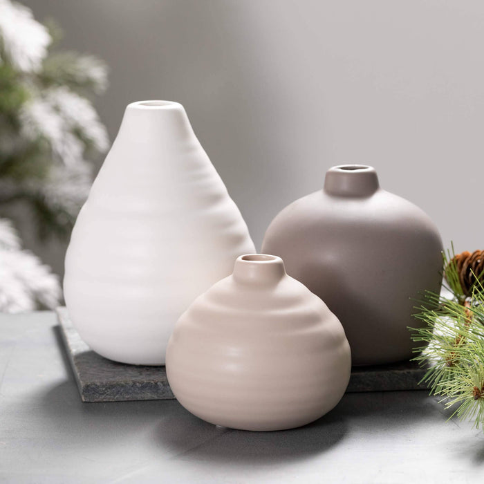 Neutral Compact Vase Set Of 3