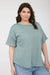 Exposed seam detail cotton tee plus size laid back outfit