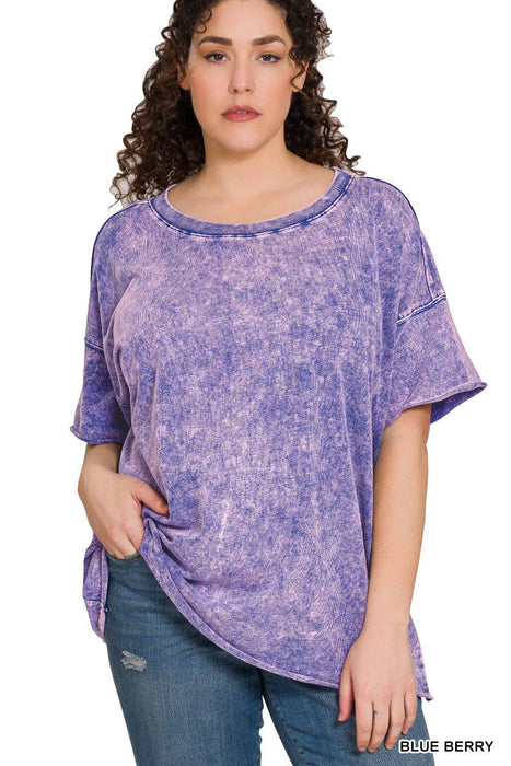 Plus Size Acid Wash French Terry Raw Edge Top | Zenana | Heartland Store MNPlus Size Acid Wash French Terry Raw Edge Top | Zenana | Heartland Store MN
