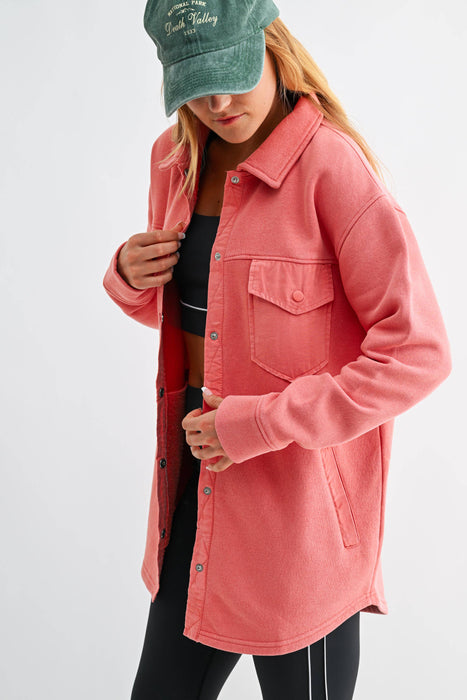 Snap-On Shacket Jacket for Women with Pockets