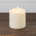 Battery-operated LED candle with three wicks and built-in timer
