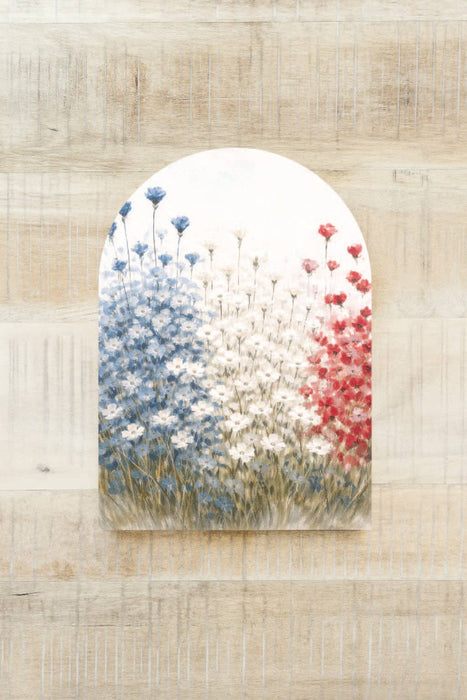 Americana wildflowers wood arch 4th of July farmhouse decor at Heartland Store MN Lewiston Minnesota