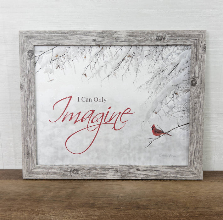 I Can Only Imagine Cardinal Art Decor Winter Glitter Snow