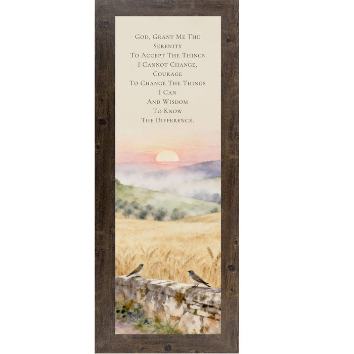 Serenity Prayer Wall Art – Tuscan Sunrise Watercolor Bluebirds Italian Landscape Christian Decor
