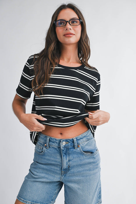 Striped Boxy Short Sleeve Tee