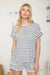 Women’s textured stripe knit t-shirt with short sleeves and relaxed everyday fit