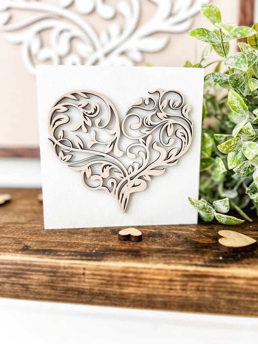 Light Pink Mini Laser Cut Heart Sign