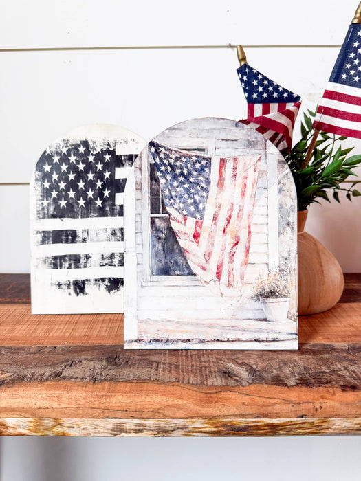 American Flag Arched Sign Shelf Sitter