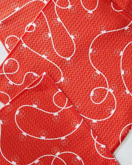 Red Holiday Lights Dishcloth Set