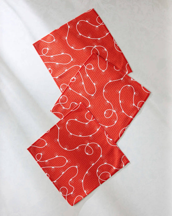 Red Holiday Lights Dishcloth Set