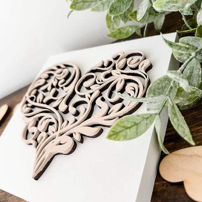 Light Pink Mini Laser Cut Heart Sign