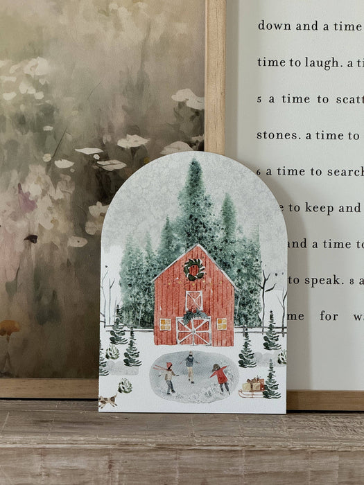 Large Winter Barn Scene, Arch | Christmas Decor