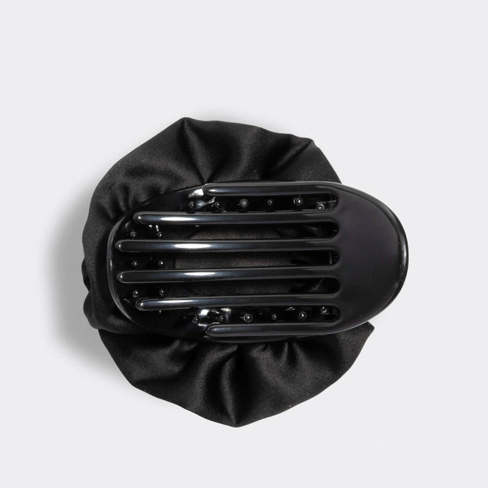Satin Rosette Medium Flat Cloud Clip - Black