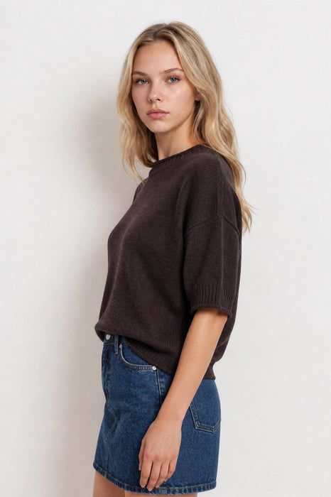 EXPOSED SEAM DROP SHOULDER SHORT SLEEVE PULLOVER