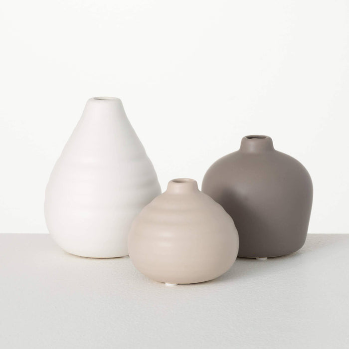 Neutral Compact Vase Set Of 3