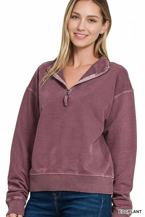 French terry washed half zip pullover for women and girls at Heartland Store MN in Lewiston MN