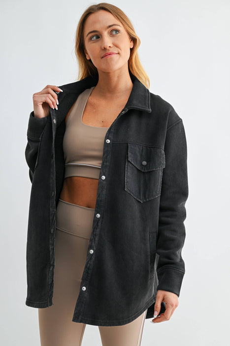 Snap-On Shacket Jacket for Women with Pockets