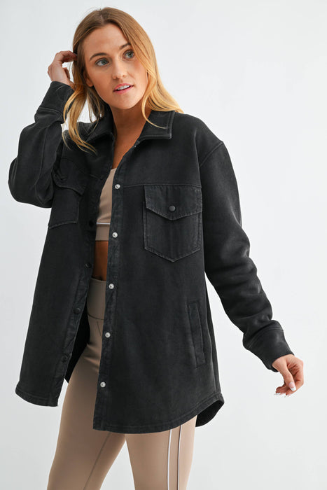 Snap-On Shacket Jacket for Women with Pockets