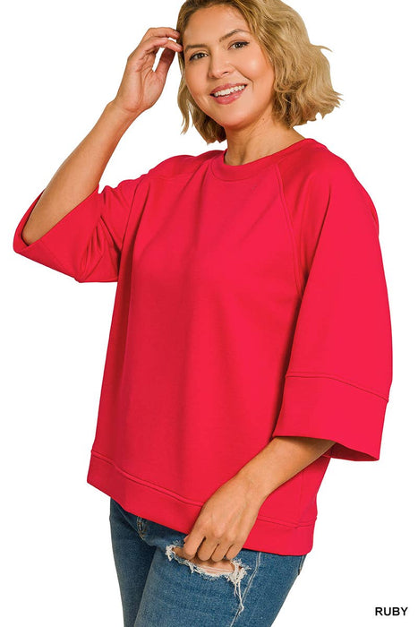 Plus Size 3/4 Sleeve Pullover Women's Shirt