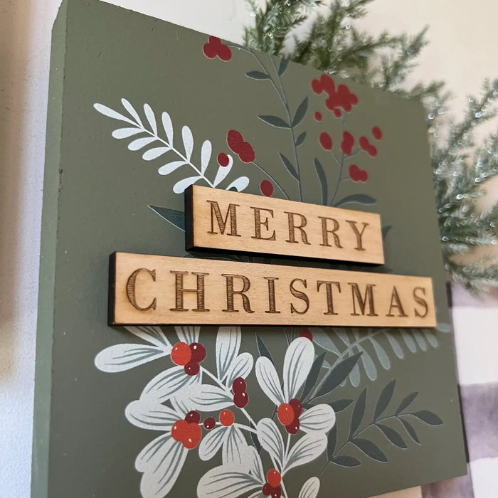 3D Mini Block Merry Christmas Green