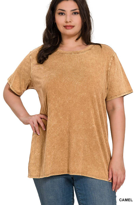 Washed Short Sleeve Top XL-3x