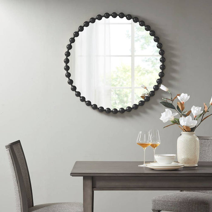 Round Iron Framed Wall Decor Mirror, Black