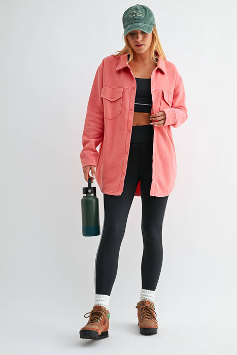 Snap-On Shacket Jacket for Women with Pockets
