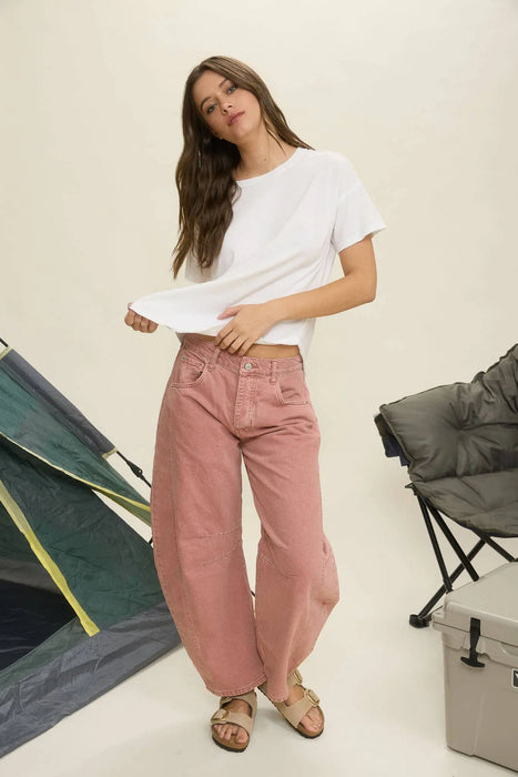 Everyday cotton knit shirt exposed seam detail front view