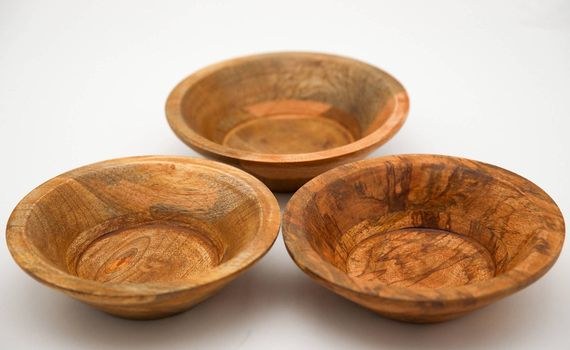 Food Safe Petite Round And Petite Square Wood Bowls, 6.5" x6.5"x 1.5"