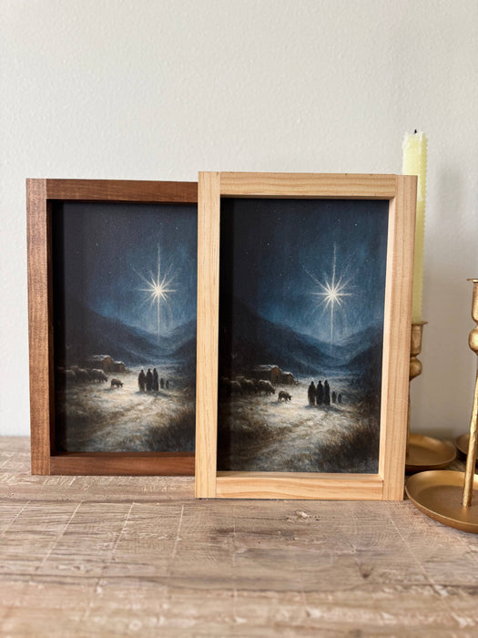 Starry Night  Christmas Home Decor, Holiday Wall Decor Handmade Sign 8"x12"