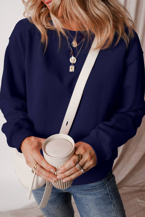 Cozy oversized drop shoulder sweatshirt in neutral color