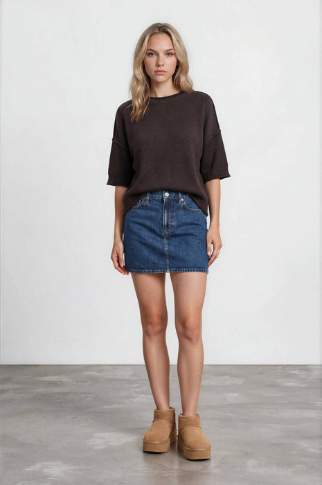 EXPOSED SEAM DROP SHOULDER SHORT SLEEVE PULLOVER