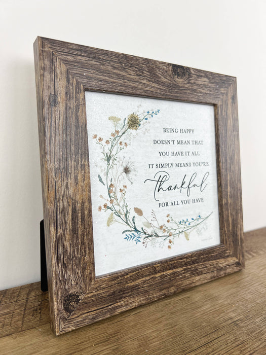 Being Happy Thankful Floral Art Sign