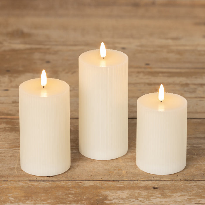 5" Cream 3d Flame Grooved Candle