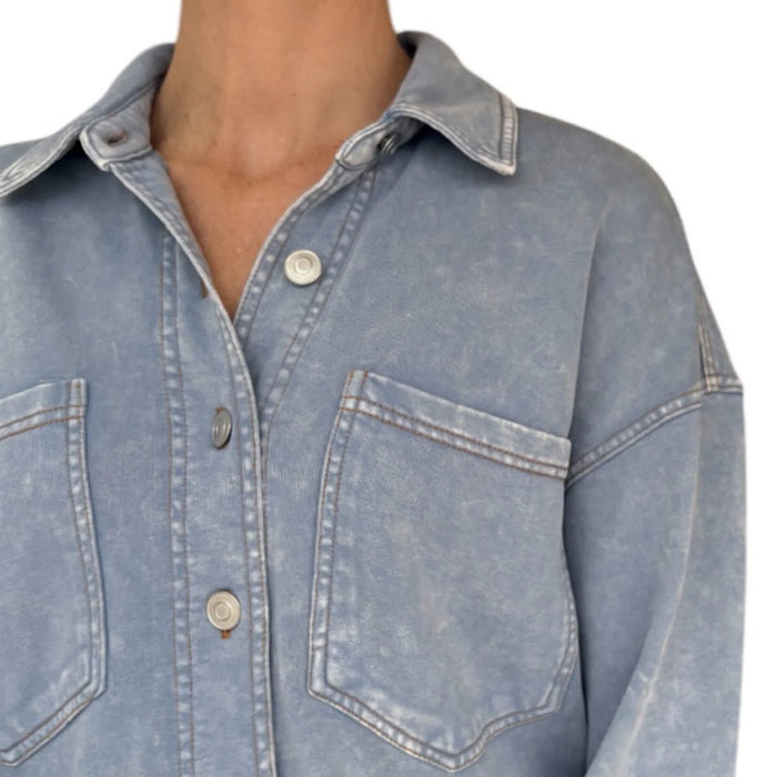 Causual women’s  soft acid wash long sleeve collared  button down shirt for women from Blue Pepper at Heartland Store MN