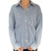 Women’s acid washed collared button down shirt in soft fabric by Blue Pepper at Heartland Store MN