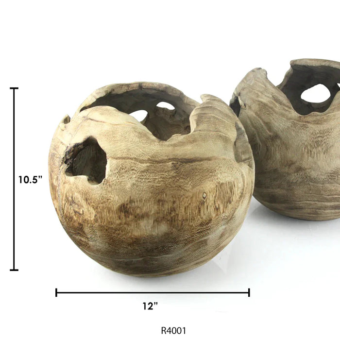 Wood Teak Decorative Centerpiece Sphere